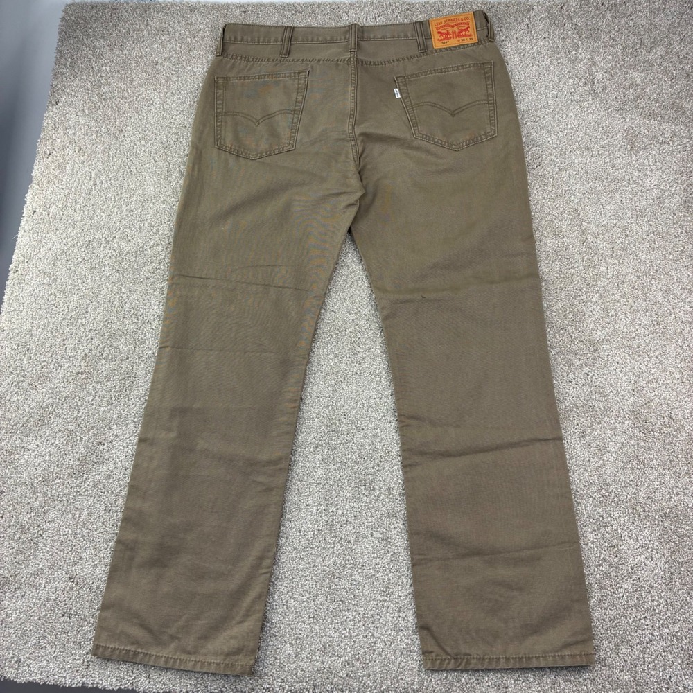 Levis 514 Straight Fit Pants Mens 38x32 Brown Canvas Workwear Cotton Jeans - Picture 3 of 12